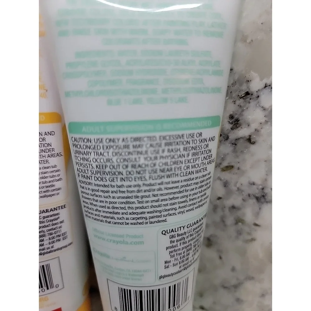 Crayola Bathtub Finger Paint Soap Sunshine Orange‎ Sea Green 3oz 2pk Kids Bath